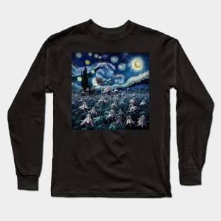 Enchanted Flower Garden Night: Columbine Starry Floral Long Sleeve T-Shirt